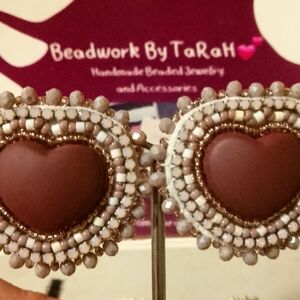 Heart Earrings with Bead Detailing